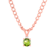 Peridot Gemstone & Diamond Solid 14k Rose Gold Pendant