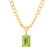 Peridot Gemstone & Diamond Solid 14k Yellow Gold Pendant