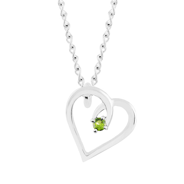 Peridot Gemstone Solid 925 Sterling Silver Heart Pendant