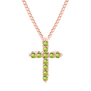 Peridot Gemstone Solid 14k Rose Gold Cross  Pendant