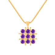 Amethyst Gemstone Solid 14k Yellow Gold Pendant