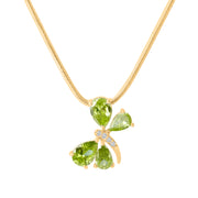 Peridot Gemstone & Diamond Solid 14k Yellow Gold Pendant