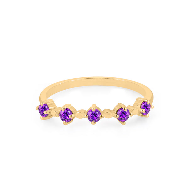 Amethyst Gemstone Solid 14k Yellow Gold Ring