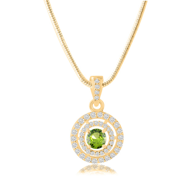 Peridot Gemstone Solid 14k Yellow Gold Pendant