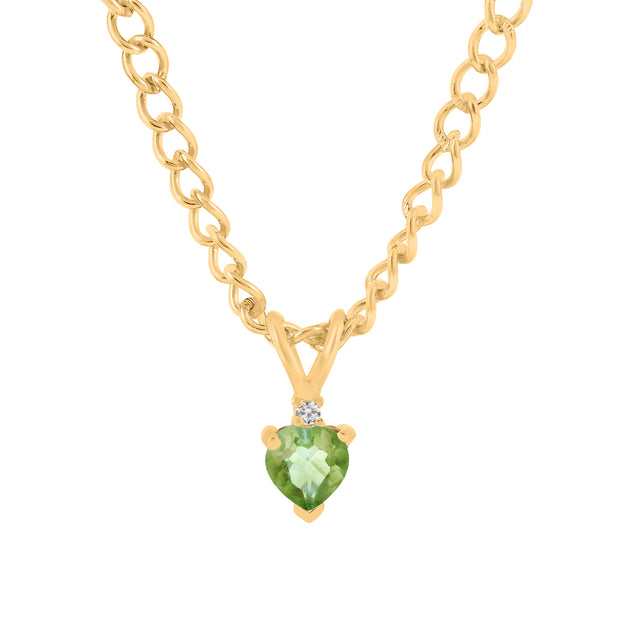 Peridot Gemstone & Diamond Solid 14k Yellow Gold Pendant