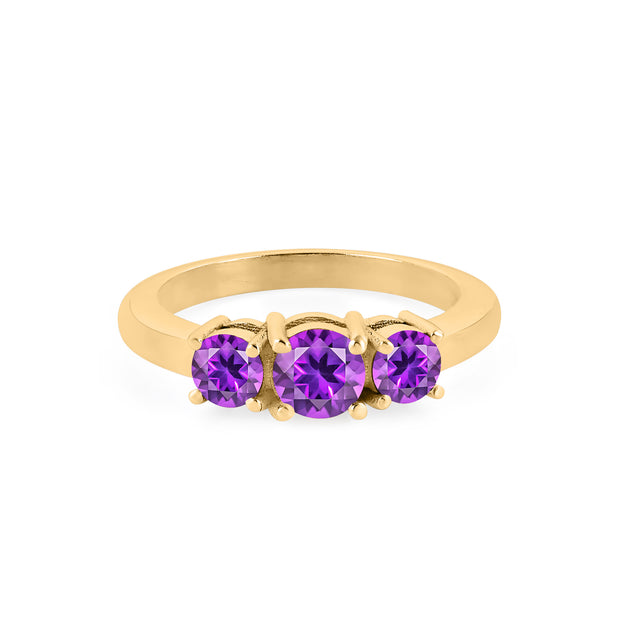 Amethyst Gemstone Solid 14k Yellow Gold Ring