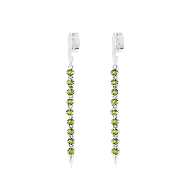 Peridot Gemstone Solid 14k White Gold Screw Back Earring