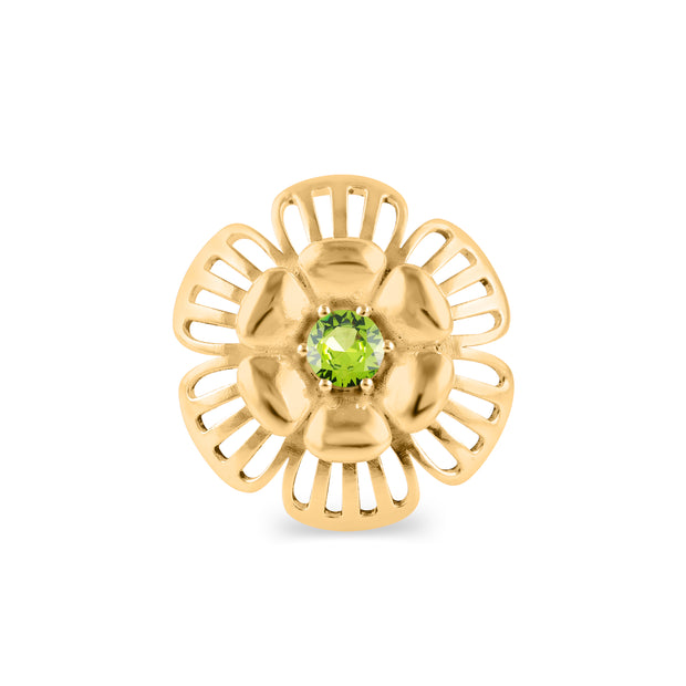 Peridot Gemstone Solid 14k Yellow Gold Ring