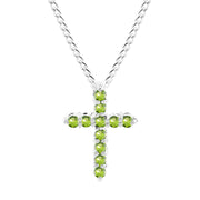 Peridot Gemstone Solid 14k White Gold Cross Pendant
