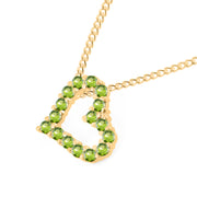 Peridot Gemstone Solid 14k Yellow Gold Heart Pendant