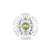 Peridot Gemstone Solid 14k White Gold Ring