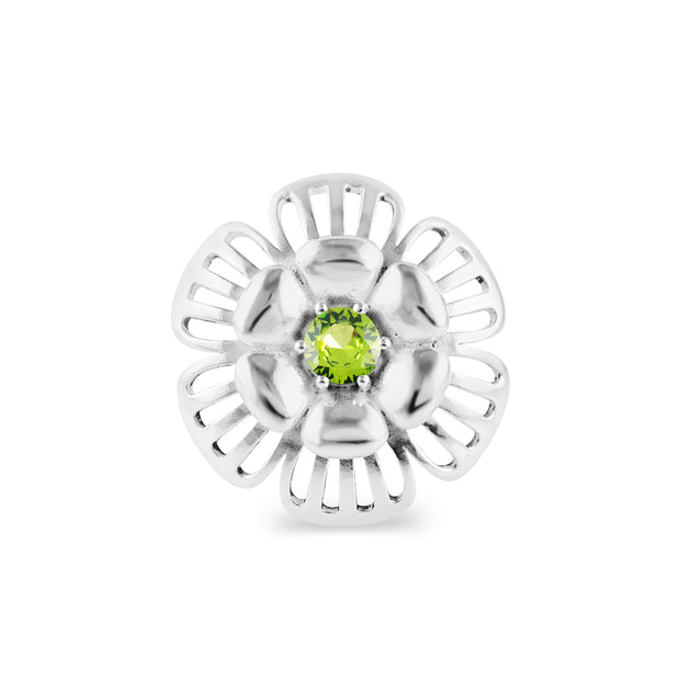 Peridot Gemstone Solid 14k White Gold Ring