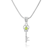 Peridot Gemstone & Diamond Solid 925 Sterling Silver Pendant