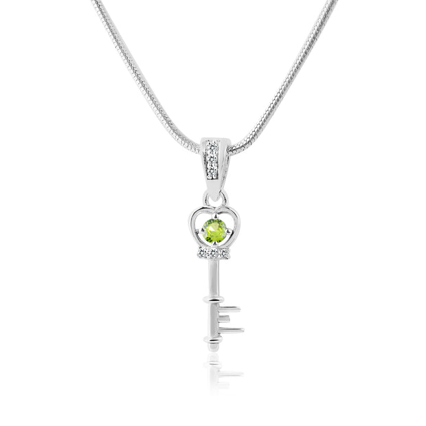 Peridot Gemstone & Diamond Solid 925 Sterling Silver Pendant