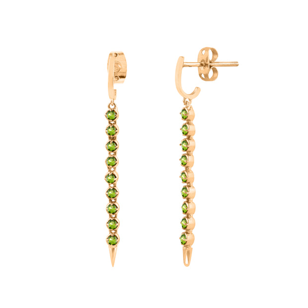 Peridot Gemstone Solid 14k Yellow Gold Screw Back Earring