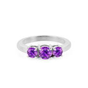 Amethyst Gemstone Solid 14k White Gold Ring