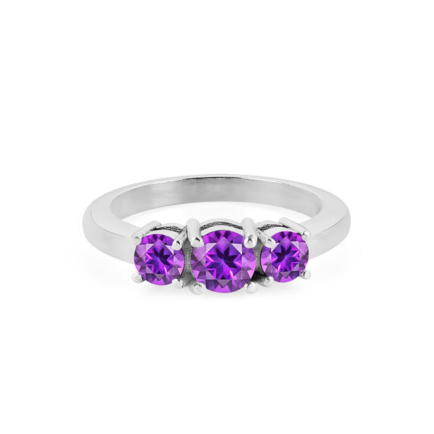 Amethyst Gemstone Solid 14k White Gold Ring