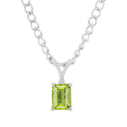 Peridot Gemstone & Diamond Solid 14k White Gold Pendant