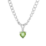 Peridot Gemstone & Diamond Solid 925 Sterling Silver Pendant