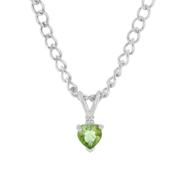 Peridot Gemstone & Diamond Solid 925 Sterling Silver Pendant