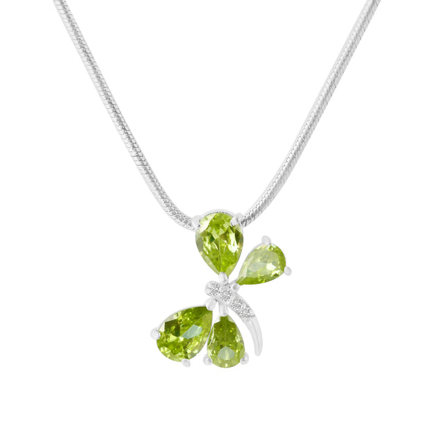 Peridot Gemstone & Diamond Solid 925 Sterling Silver Pendant