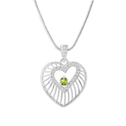 Peridot Gemstone & Diamond Solid 925 Sterling Silver Pendant