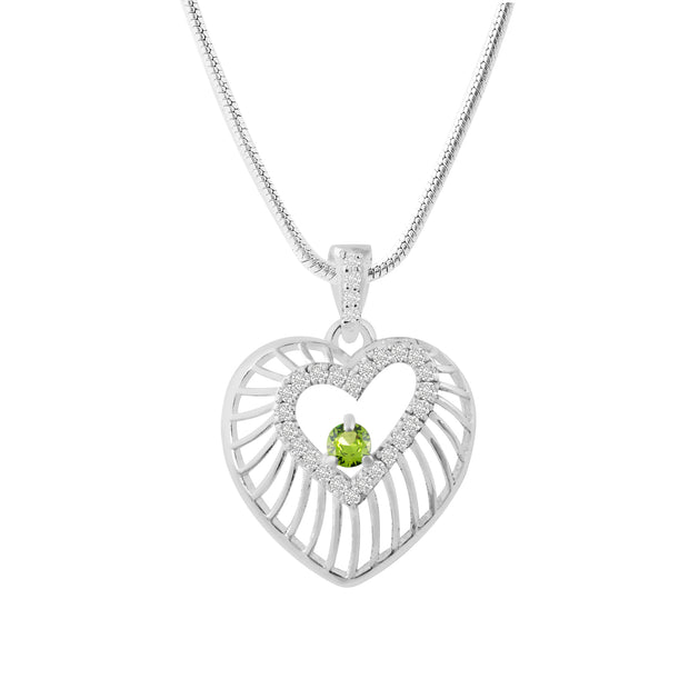 Peridot Gemstone & Diamond Solid 925 Sterling Silver Pendant