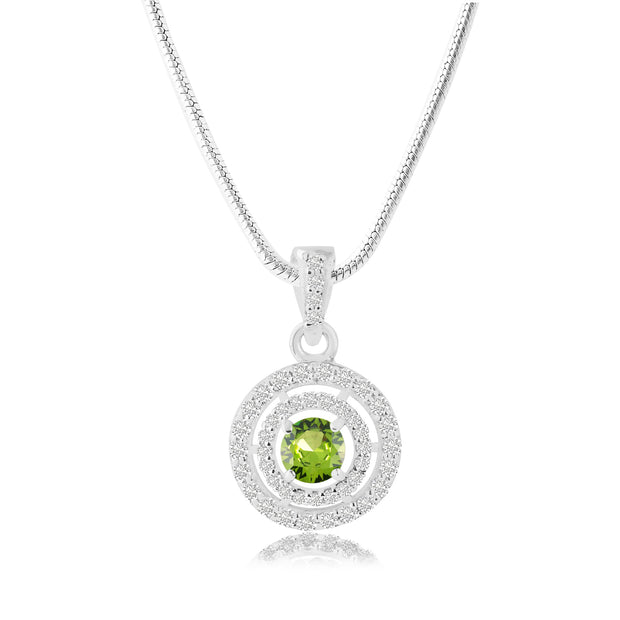 Peridot Gemstone Solid 14k White Gold Pendant