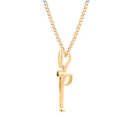 Peridot Gemstone Solid 14k Yellow Gold Lord Ganesha Pendant