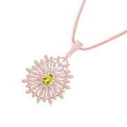 Peridot Gemstone Solid 14k Rose Gold Pendant