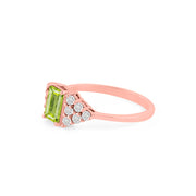 Peridot Gemstone & Diamond Solid 14k Rose Gold Ring