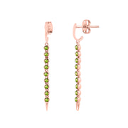 Peridot Gemstone Solid 14k Rose Gold Screw Back Earring