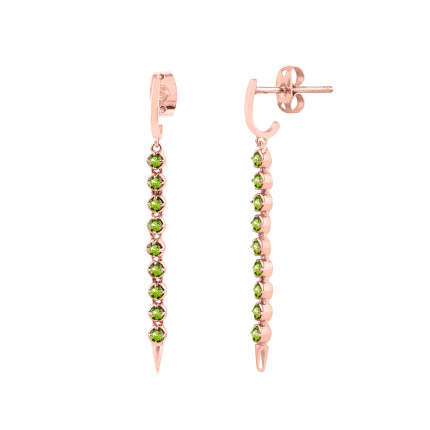 Peridot Gemstone Solid 14k Rose Gold Screw Back Earring