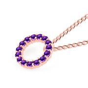 Amethyst Gemstone Solid 14k Rose Gold Round Ring Pendant