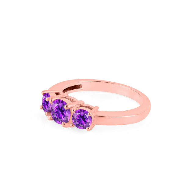 Amethyst Gemstone Solid 14k Rose Gold Ring