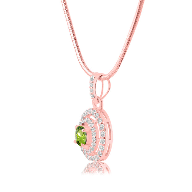 Peridot Gemstone Solid 14k Rose Gold Pendant