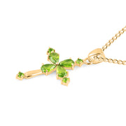 Peridot Gemstone Solid 14k Yellow Gold Cross Pendant