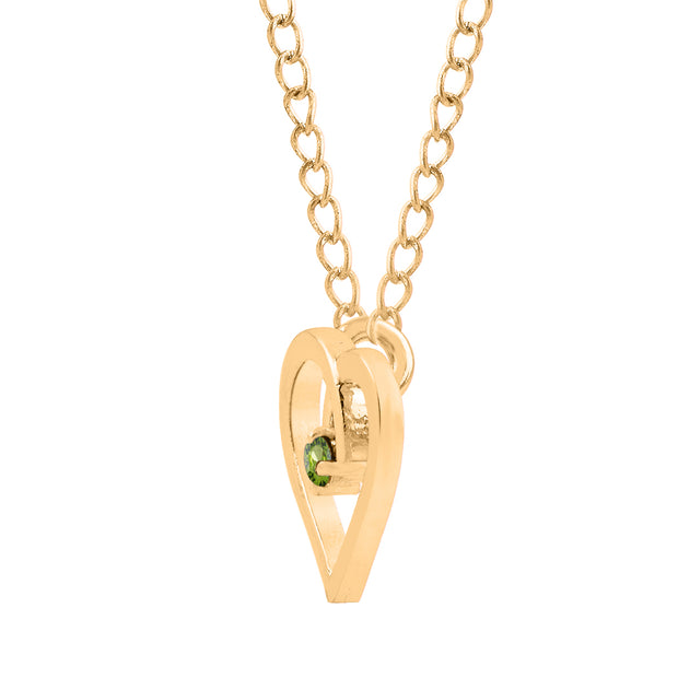Peridot Gemstone Solid 14k Yellow Gold Heart Pendant