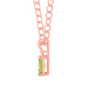 Peridot Gemstone & Diamond Solid 14k Rose Gold Pendant