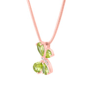 Peridot Gemstone & Diamond Solid 14k Rose Gold Pendant