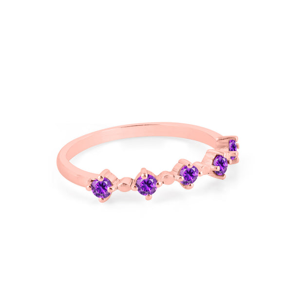 Amethyst Gemstone Solid 14k Rose Gold Ring