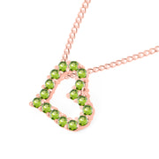 Peridot Gemstone Solid 14k Rose Gold Heart Pendant