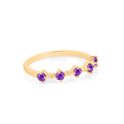 Amethyst Gemstone Solid 14k Yellow Gold Ring