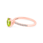 Peridot Gemstone & Diamond Solid 14k Rose Gold Ring