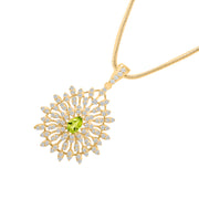 Peridot Gemstone Solid 14k Yellow Gold Pendant