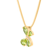 Peridot Gemstone & Diamond Solid 14k Yellow Gold Pendant