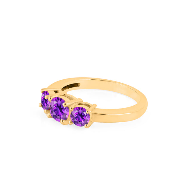 Amethyst Gemstone Solid 14k Yellow Gold Ring