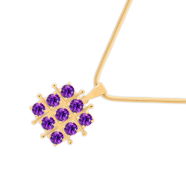 Amethyst Gemstone Solid 14k Yellow Gold Pendant