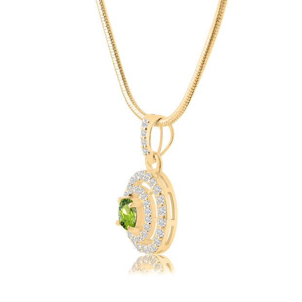 Peridot Gemstone Solid 14k Yellow Gold Pendant