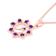 Amethyst Gemstone Solid 14k Rose Gold OM Pendant